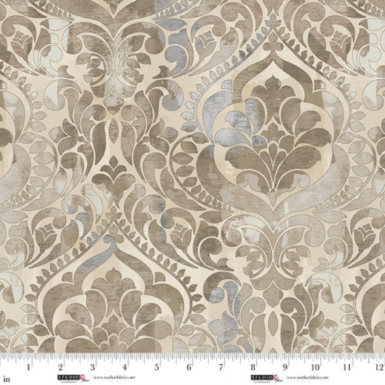 Fabric Studio E Mocha Damask Field of Seams: Bittersweet by the Quarter Yard 8551-46